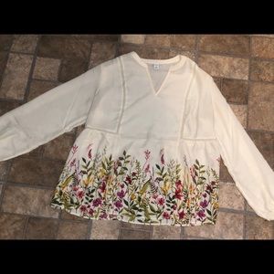 Old navy white long sleeve peasant top blouse